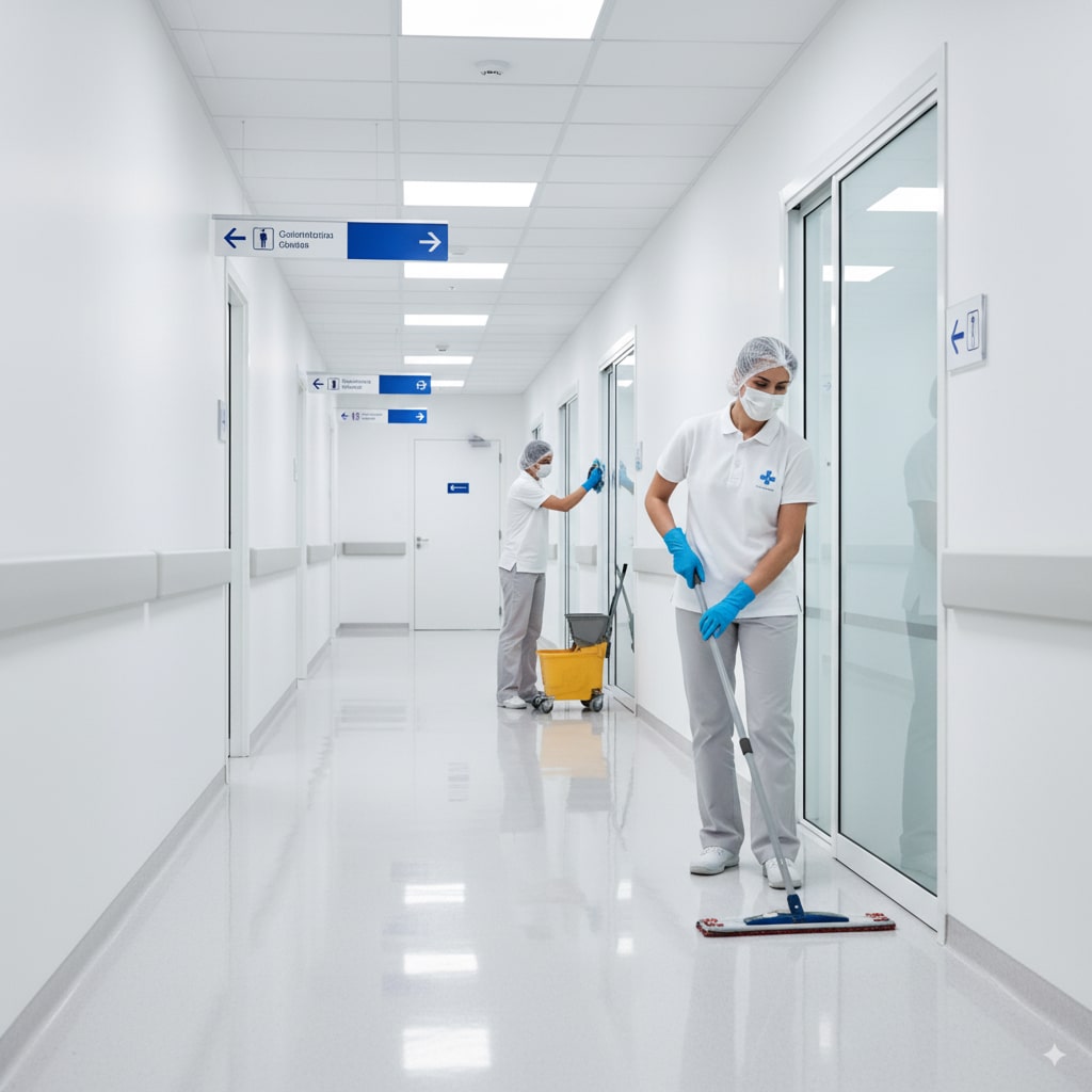 Limpieza y desinfección en clínicas y hospitales de Buenos Aires con protocolos especializados en áreas críticas.